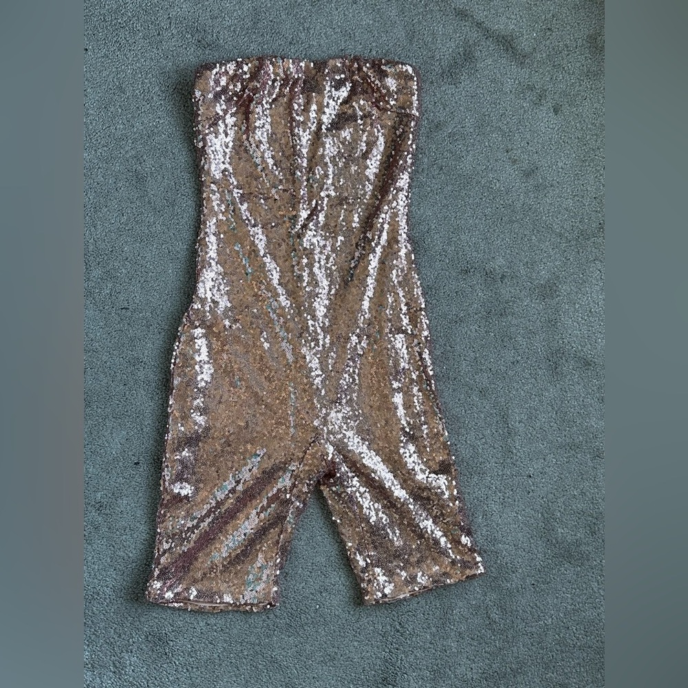 Size small Fashionova bday bash rose gold romper. Brand new never worn